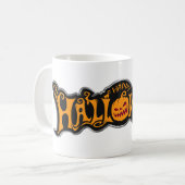 Silber gerahmter Frohe Halloween Rubin-Augen-Kürbi Kaffeetasse (Vorderseite Links)
