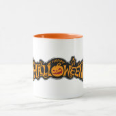 Silber gerahmter Frohe Halloween Rubin-Augen-Kürbi Tasse (Zentrum)
