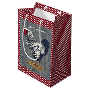 Silber geschnürte Wyandotte Hahn-Scheune verschal Mittlere Geschenktüte