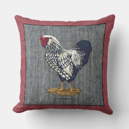 Silber geschnürte Wyandotte Hahn-Scheune verschalt Kissen