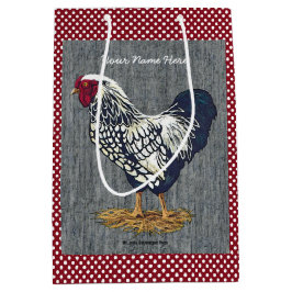 Silber geschnürte Wyandotte Hahn-Scheune verschalt Mittlere Geschenktüte