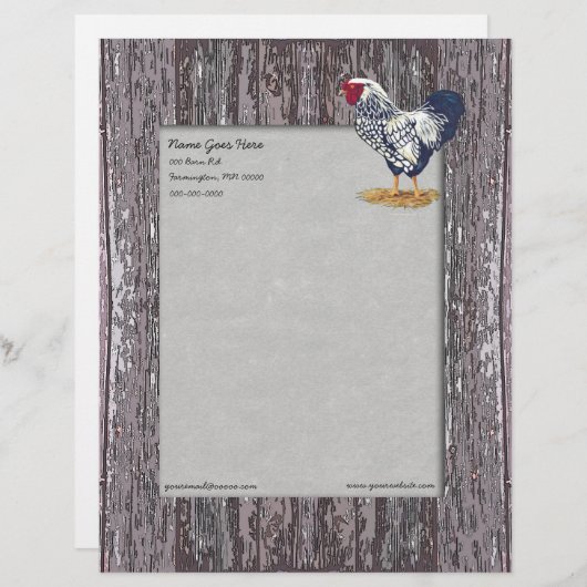Silber geschnürter Wyandotte Hahn Briefbogen (Vorne/Hinten)