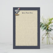 Silber geschnürtes Wyandotte Hahn-Denim Briefpapier (Stehend Vorderseite)