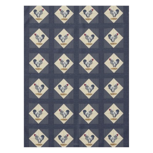 Silber geschnürtes Wyandotte Hahn-Denim Tischdecke (Vorderseite)