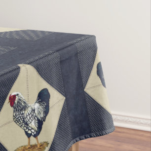 Silber geschnürtes Wyandotte Hahn-Denim Tischdecke