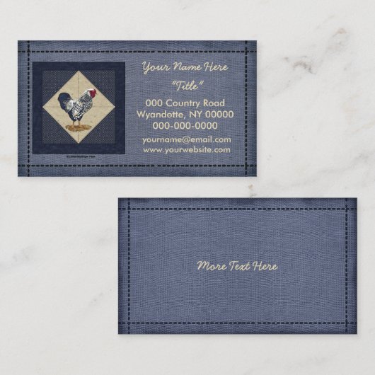 Silber geschnürtes Wyandotte Hahn-Denim Visitenkarte (Vorne/Hinten)