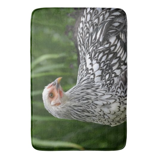 Silber geschnürtes Wyandotte Huhn Badematte (Vorderseite Vertikal)