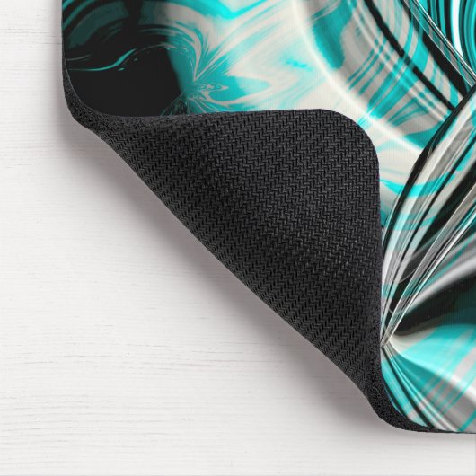 Silber gewölbte Kurven unter zyklischem grünen Rau Mousepad (Ecke)