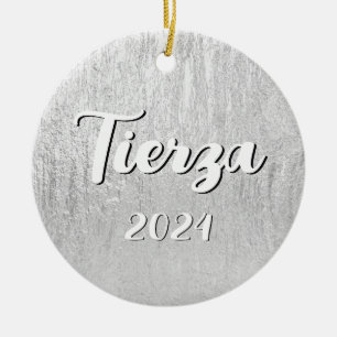 Silber Glam Textur Personalisiert Keramik Ornament