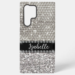 Silber Glanz Glamour personalisiertes Metall Samsung Galaxy Hülle
