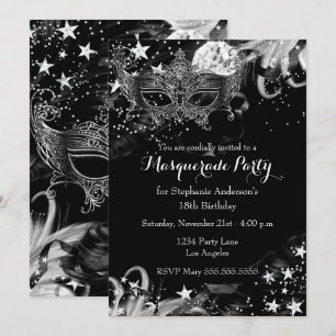 Silber Glanz Magische Nacht Maskenball Einladung