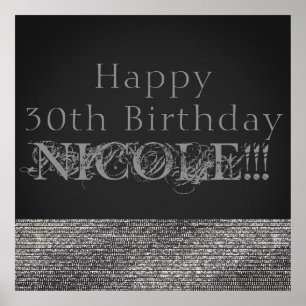 Silber Glanz Moderne Glamour Sequins Party Banner Poster