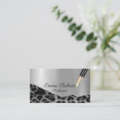 Silber Glänzender Leopard Glitter Visitenkarte (Stehend Vorderseite)