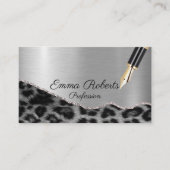 Silber Glänzender Leopard Glitter Visitenkarte (Vorderseite)