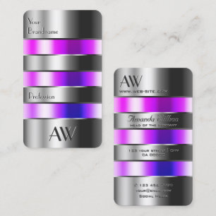 Silber Glass Look Pink Lila Flüssigkeiten mit Init Visitenkarte