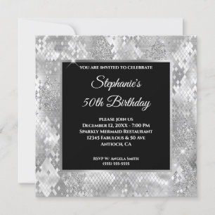 Silber-Glitter-Abstrakt-Schlangen-Glam-Geburtstag Einladung