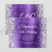 Silber Glitter Amethyst Folie 50. Geburtstag (Vorne/Hinten)