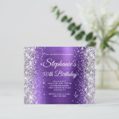Silber Glitter Amethyst Folie 50. Geburtstag (Stehend Vorderseite)