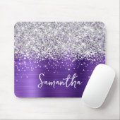 Silber Glitter Amethyst Glam Name Mousepad (Mit Mouse)