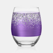 Silber Glitter Amethyst Glam Name Weinglas Ohne Stiel (Rückseite)