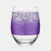 Silber Glitter Amethyst Glam Name Weinglas Ohne Stiel (Rechts)