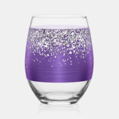 Silber Glitter Amethyst Glam Name Weinglas Ohne Stiel (Links)