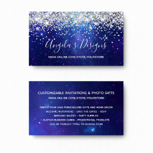 Silber-Glitter Aqua-Blau-Galaxie-Online-Shop Visitenkarte
