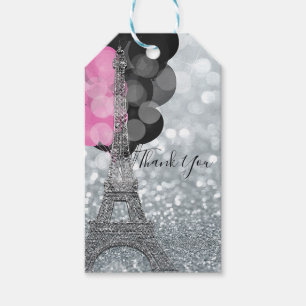 Silber Glitter & Ballons Paris Eiffelturm Party Geschenkanhänger