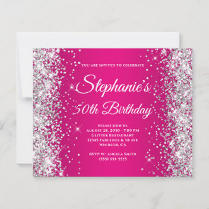 Silber Glitter-Beere Hot Pink Ombre 50. Geburtstag