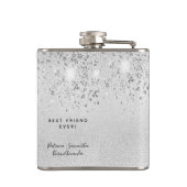 Silber-Glitter-Besten-Freundinnen-Monogramm Flachmann (Rückseite)