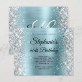 Silber Glitter Blass Blau Folie 60. Geburtstag (Vorne/Hinten)