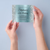 Silber Glitter Blass Blau Folie 60. Geburtstag Flyer (Gruppe)