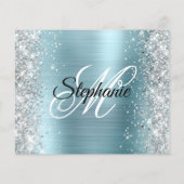 Silber Glitter Blass Blau Folie 60. Geburtstag Flyer (Hinten)