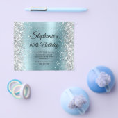 Silber Glitter Blass Blau Folie 60. Geburtstag Flyer (Einzeln)