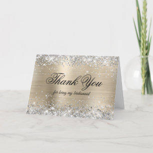 Silber Glitter Blassgold Folie Brautjungfer Dankeskarte