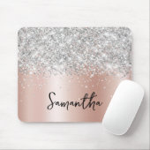 Silber Glitter Blassrosa Gold Schimmer Name Mousepad (Mit Mouse)