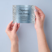 Silber Glitter Blau Folie Monogramm 50. Geburtstag Flyer (Gruppe)