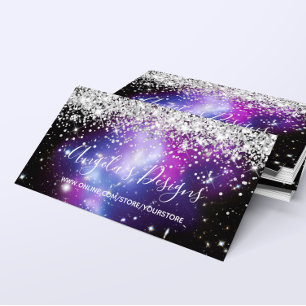 Silber Glitter Blau Lila Galaxie Online-Shop Visitenkarte