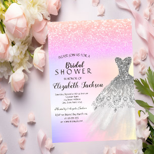 Silber-Glitter-Bokeh-Kleid Ombre-Brautjungfernpart Einladung