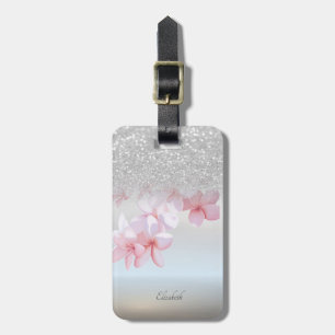 Silber-Glitter-Bokeh-Ombre, Plumeria - Personalisi Gepäckanhänger