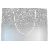 Silber Glitter Bokeh Sweet 16 Krone Große Geschenktüte (Rückseite)