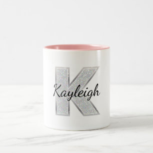 Silber Glitter-Buchstabe K Zweifarbige Tasse