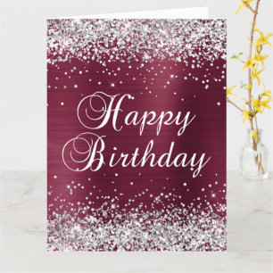 Silber Glitter Burgunder Folie Alles Gute zum Gebu Karte