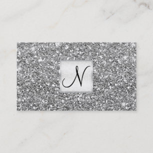 Silber Glitter Chic Glam Glitzy Salon Spa Visitenkarte