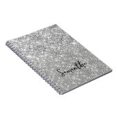 Silber Glitter Diamant Glam Schriftname Notizblock (Rechte Seite)
