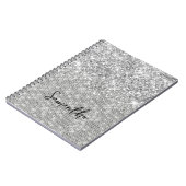 Silber Glitter Diamant Glam Schriftname Notizblock (Linke Seite)