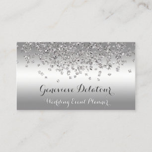 Silber Glitter Elegant Platin  Eventplaner Visitenkarte