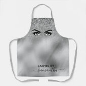 Silber-Glitter-Eye-Wimpern-Handschrift-Monogramm Schürze (Vorderseite)