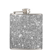 Silber Glitter Funken Flachmann (Vorderseite)
