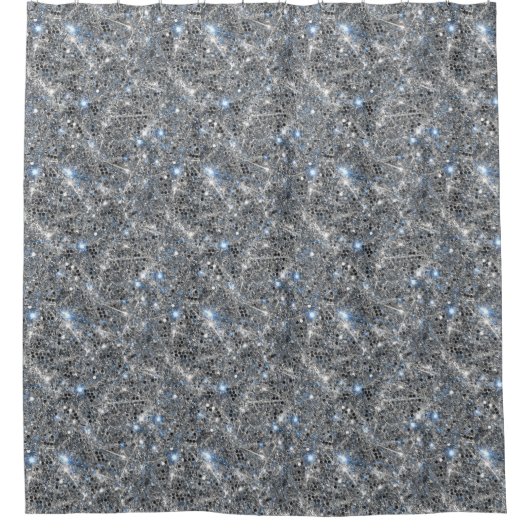 Silber Glitter Funken Hochzeit Duschvorhang (Vorderseite)